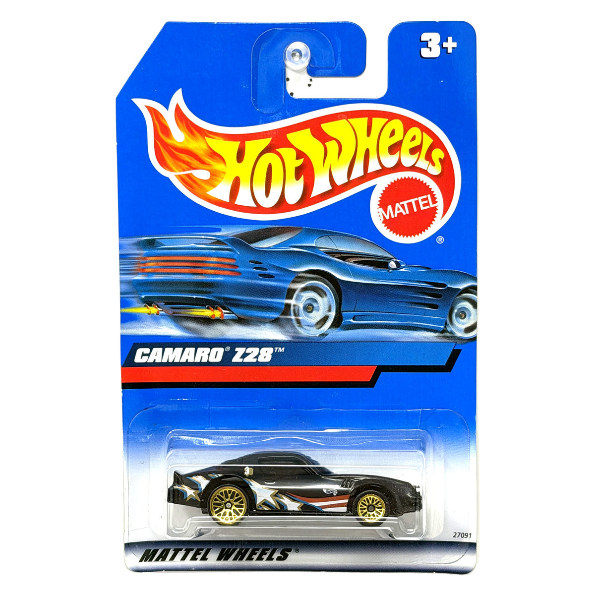 Hot Wheels Mainline 1993 Chevrolet Camaro Z28 1:64 Diecast Black USA Flag