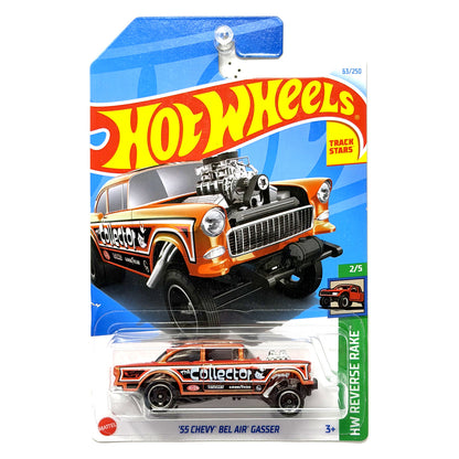 Hot Wheels HW Reverse Rake 1955 Chevy Bel Air Gasser Orange 1:64 Diecast