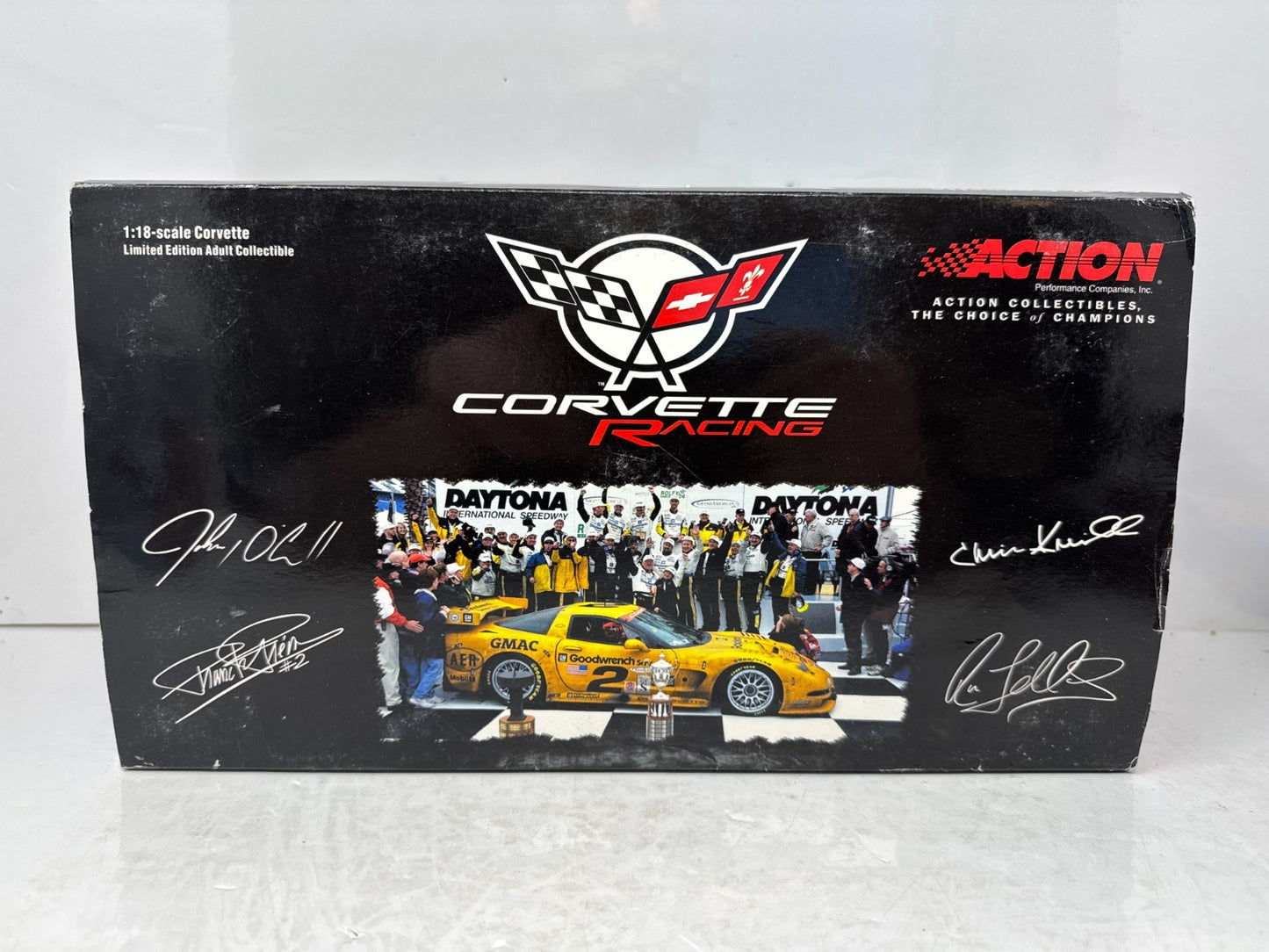 Action Racing #2 Ron Fellows GM 2001 Corvette C5R RACED VERSION 1:18 Diecast