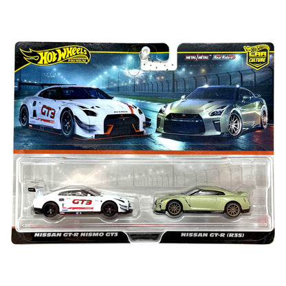 Hot Wheels Premium Nissan GT-R Nismo GT3 & GT-R R35 2-Pack 1:64 Diecast