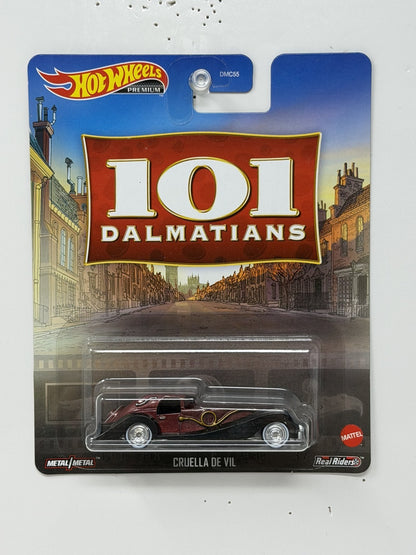 Hot Wheels Premium Disney 101 Dalmatians Cruella De Vil 1:64 Diecast Real Riders