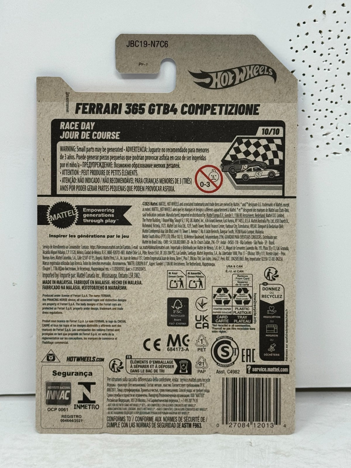 Hot Wheels Ferrari 365 GTB4 Competizione Race Day 1:64 Diecast