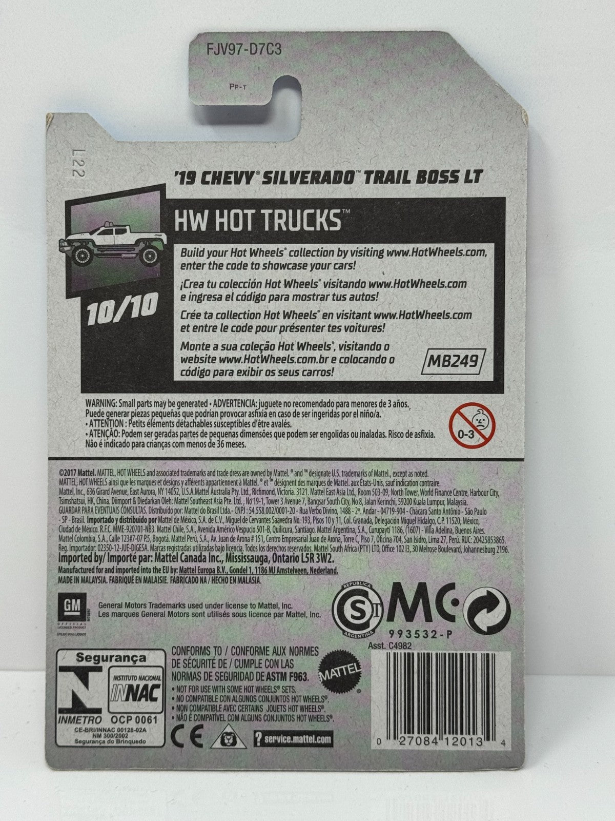 Hot Wheels HW Hot Trucks 2019 Chevy Silverado Trail Boss LT 1:64 Diecast