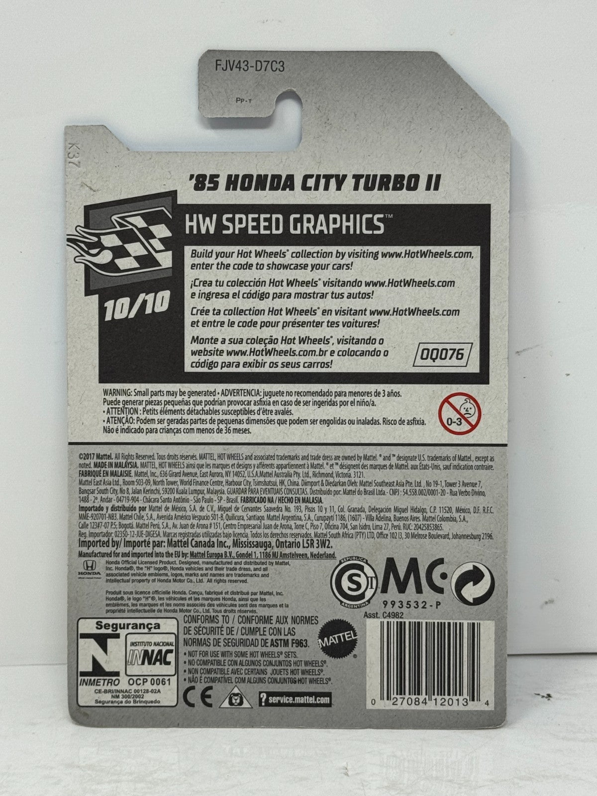 Hot Wheels HW Speed Graphics 1985 Honda City Turbo II JDM 1:64 Diecast