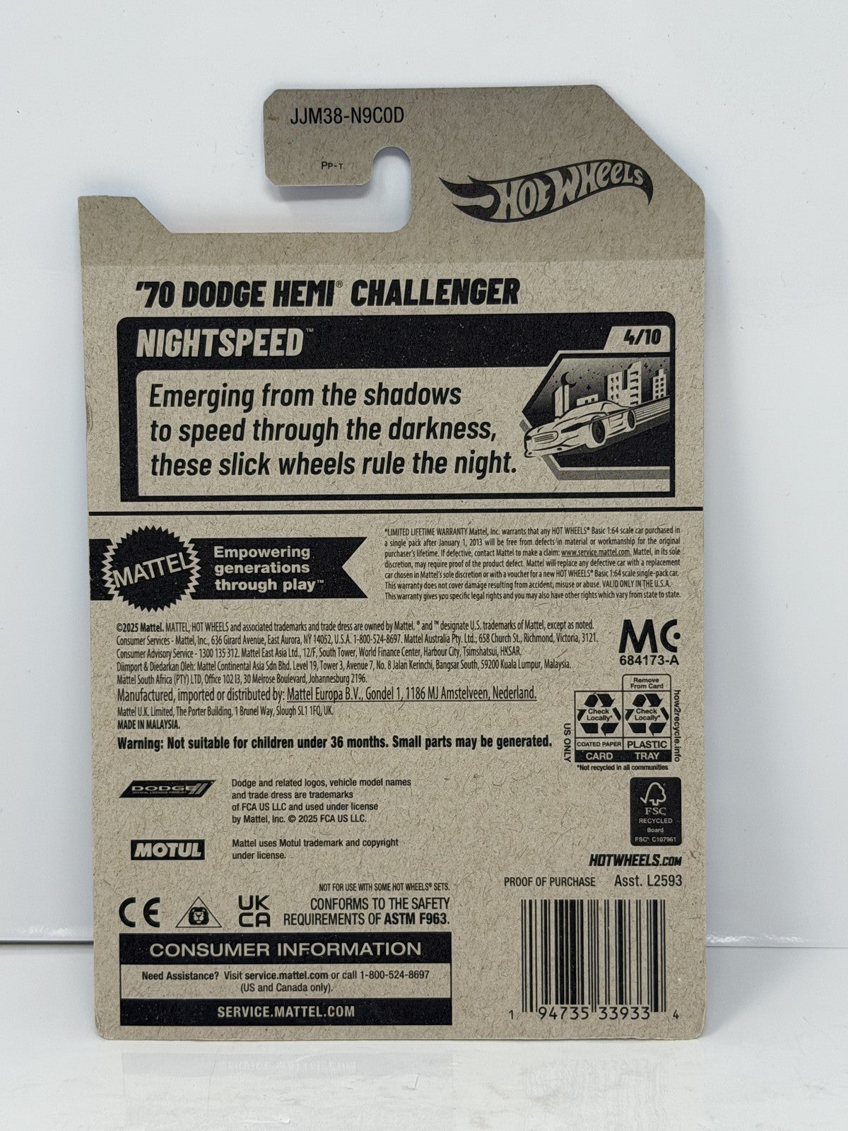 Hot Wheels ZAMAC Nightspeed 1970 Dodge Hemi Challenger 1:64 Diecast