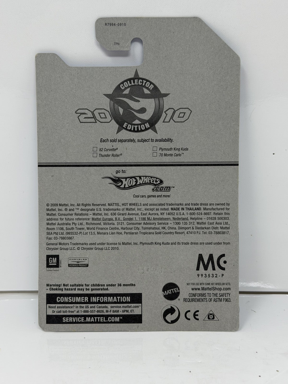 Hot Wheels 2010 Collector Edition Thunder Roller 1:64 Diecast K-Mart Mail In
