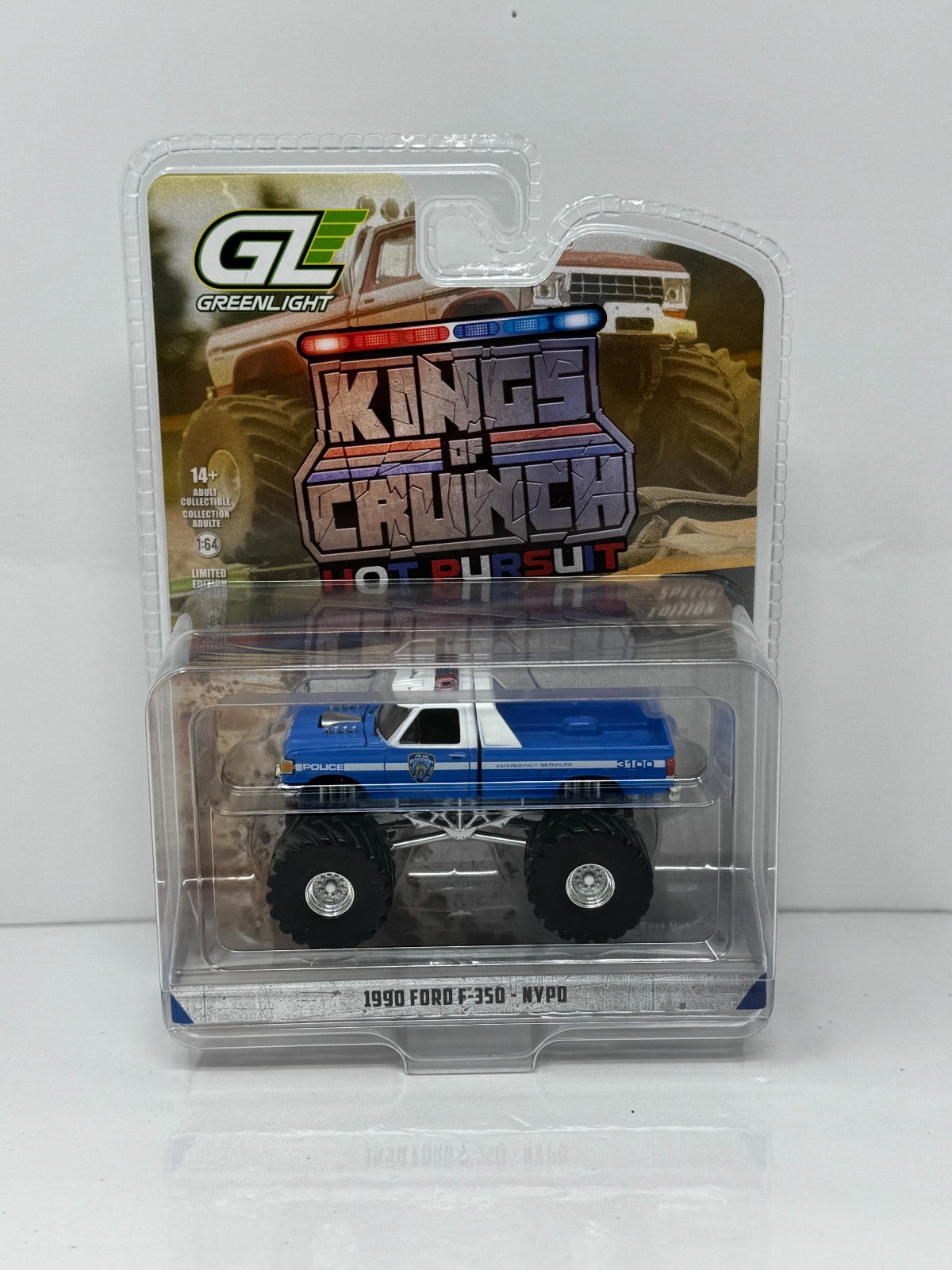 Greenlight King of Crunch Hot Pursuit Ford F-350 NYPD Monster Truck 1:64 Diecast