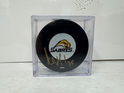Jocelyn Thibault Buffalo Sabres Signed NHL Autograph Puck Gold Auto