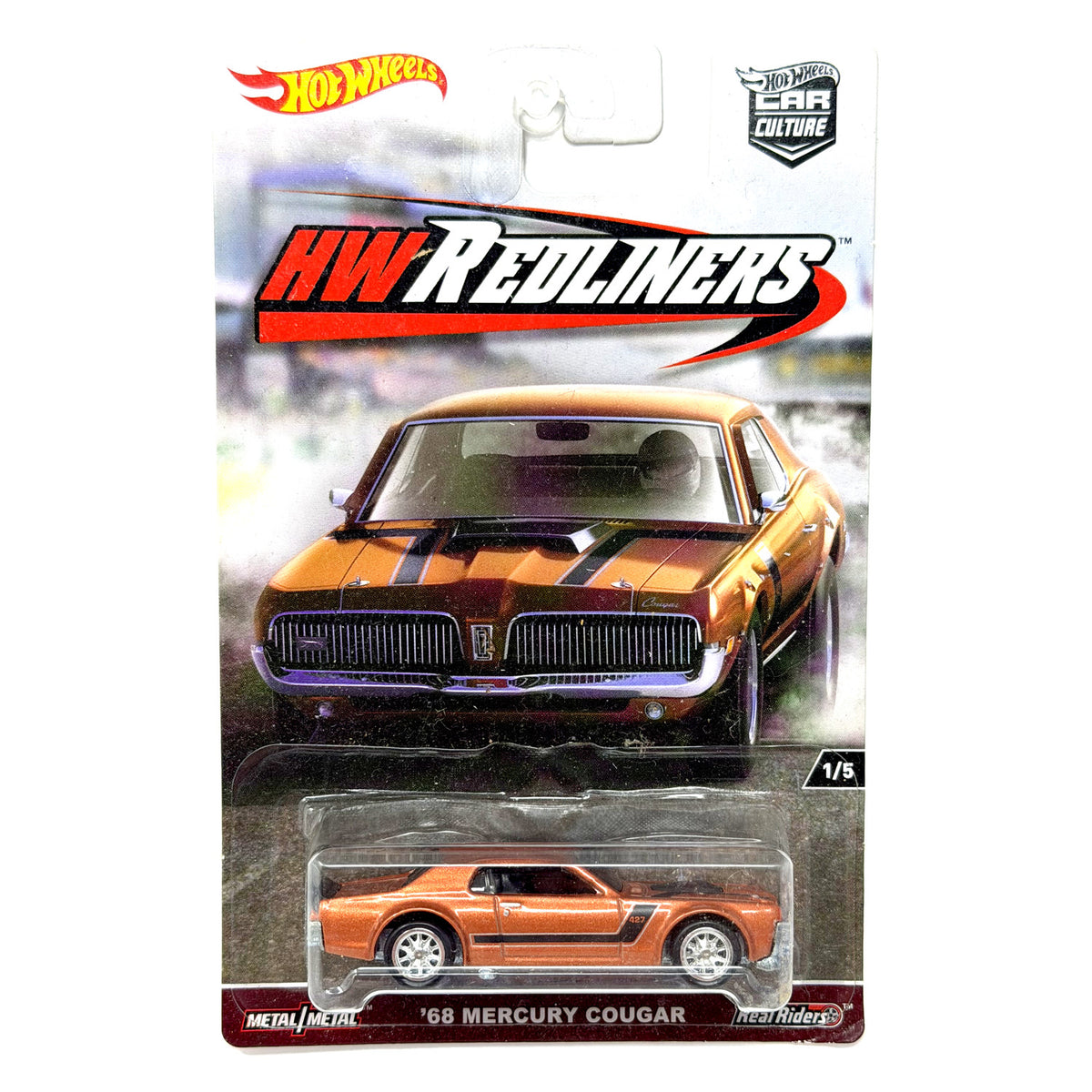 Hot Wheels HW Redliners 1968 Mercury Cougar 1:64 Diecast Real Riders
