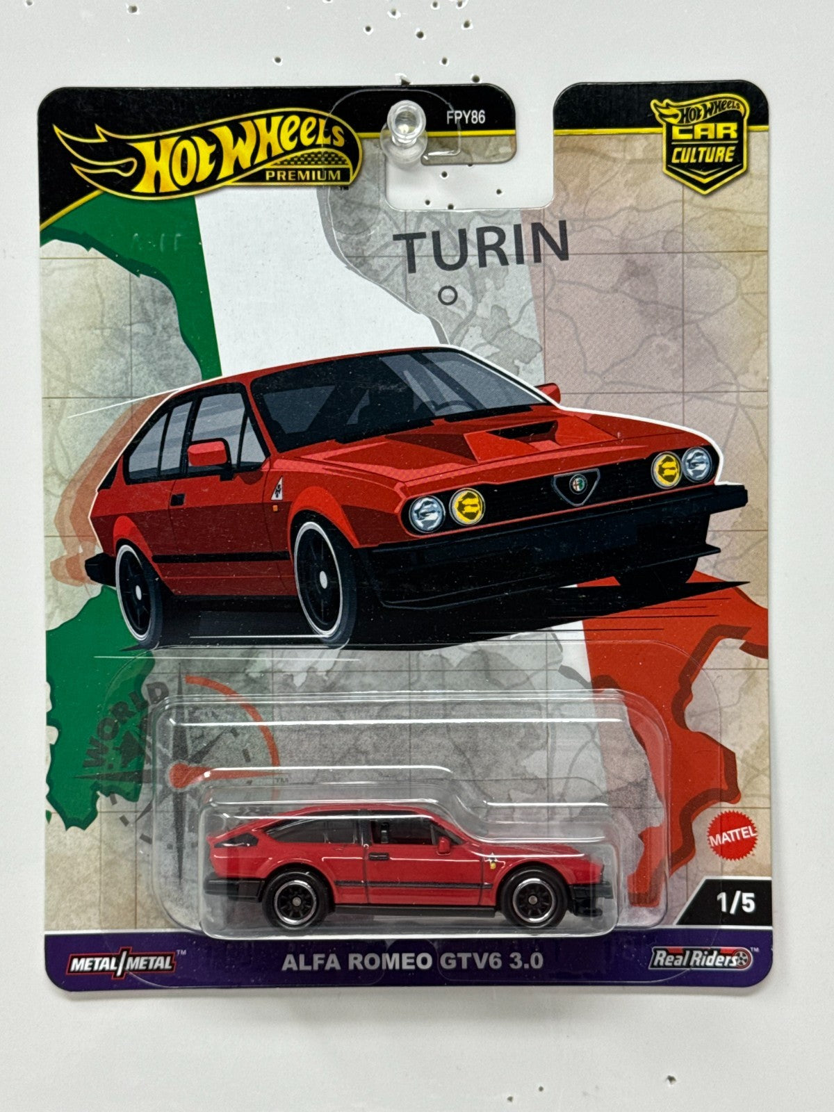 Hot Wheels Premium World Tour Alfa Romeo GTV6 3.0 Turin 1:64 Diecast
