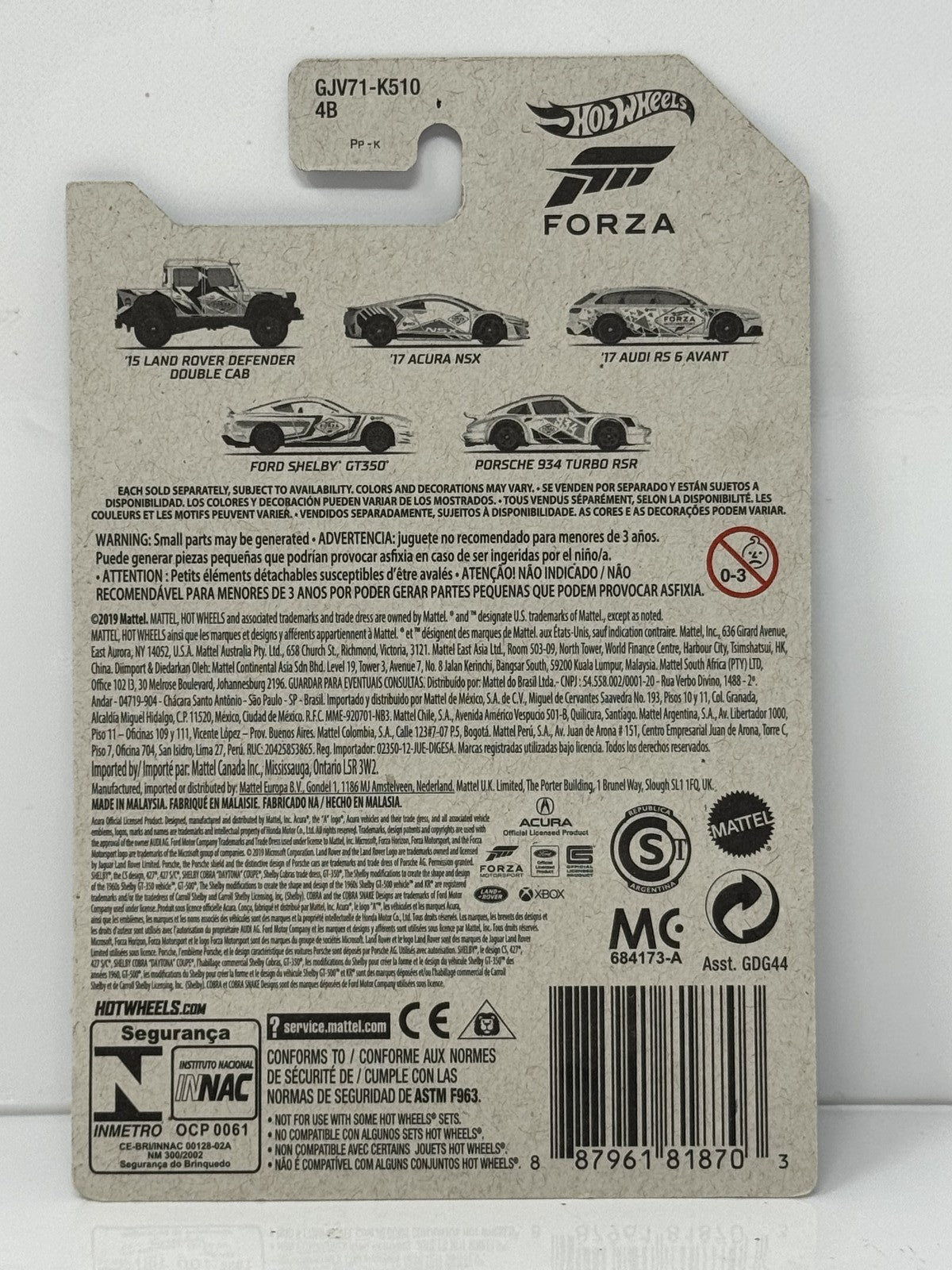 Hot Wheels Forza Motorsport Porsche 934 Turbo RSR 1:64 Diecast