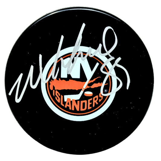 Mike Comrie New York Islanders Signed NHL Autograph Puck Silver Auto