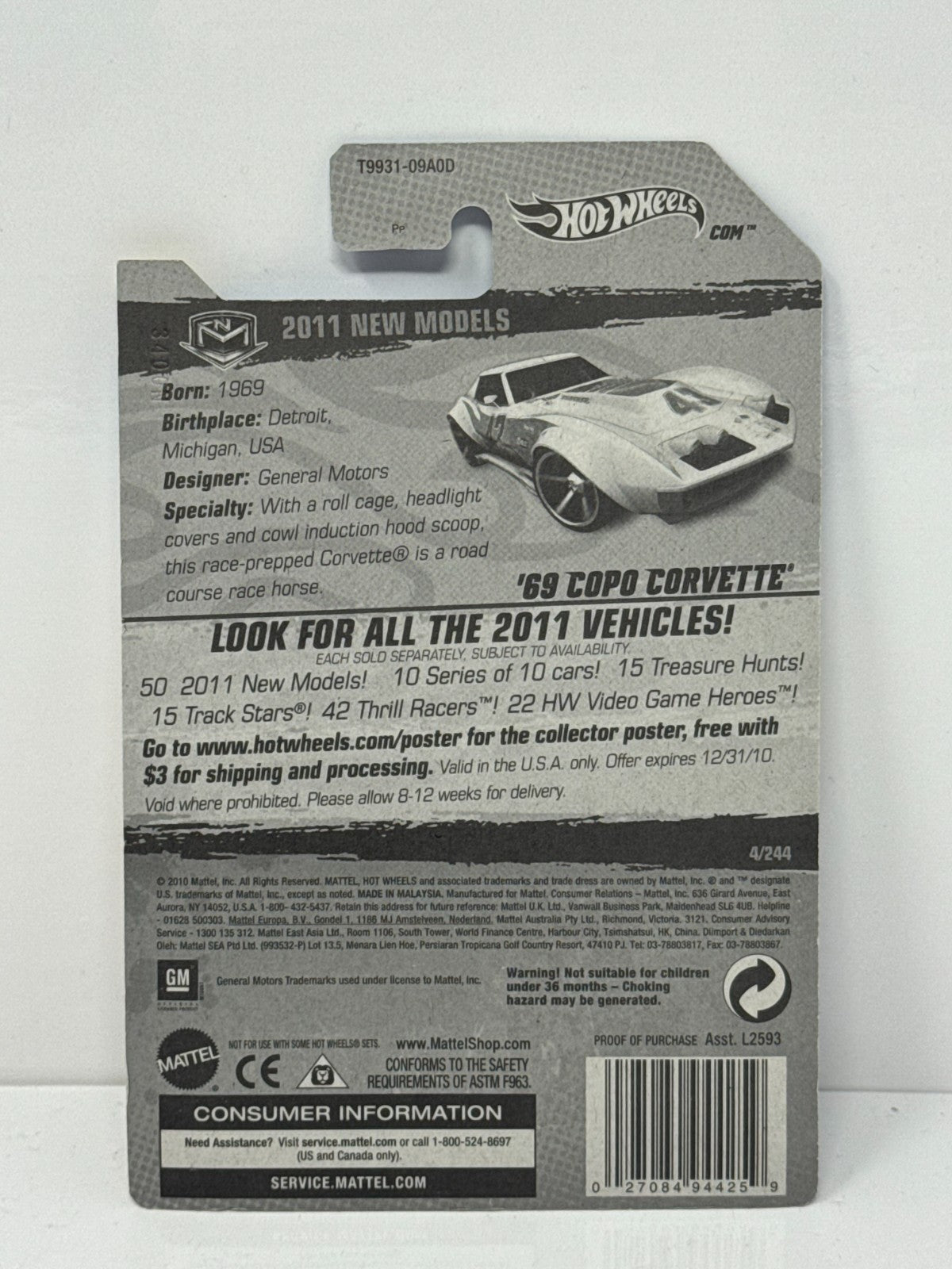 Hot Wheels New Models 1969 Chevy Copo Corvette 1:64 Diecast Factory Sealed