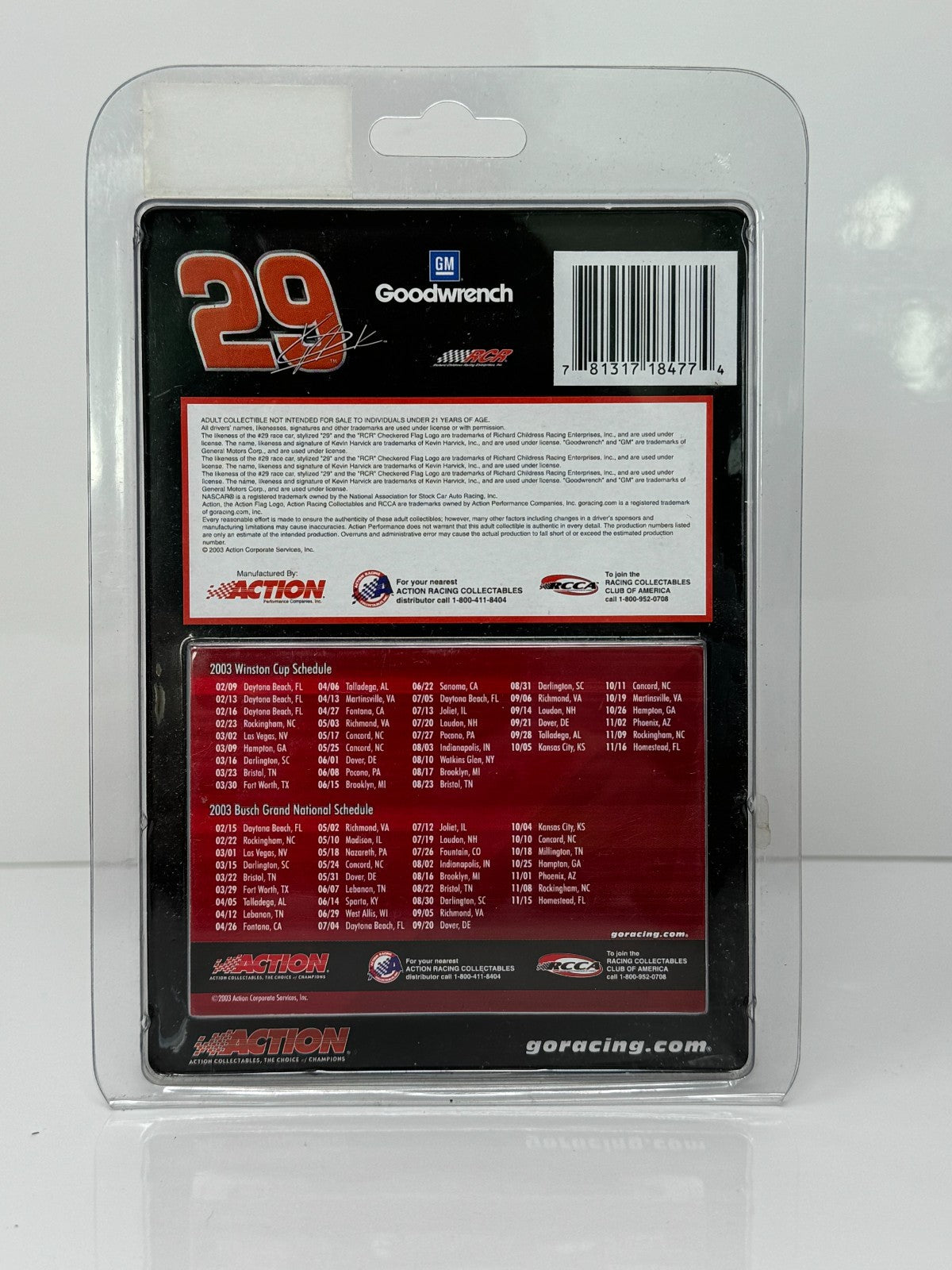 Action Nascar #29 Kevin Harvick GM Goodwrench 2003 Monte Carlo 1:64 Diecast