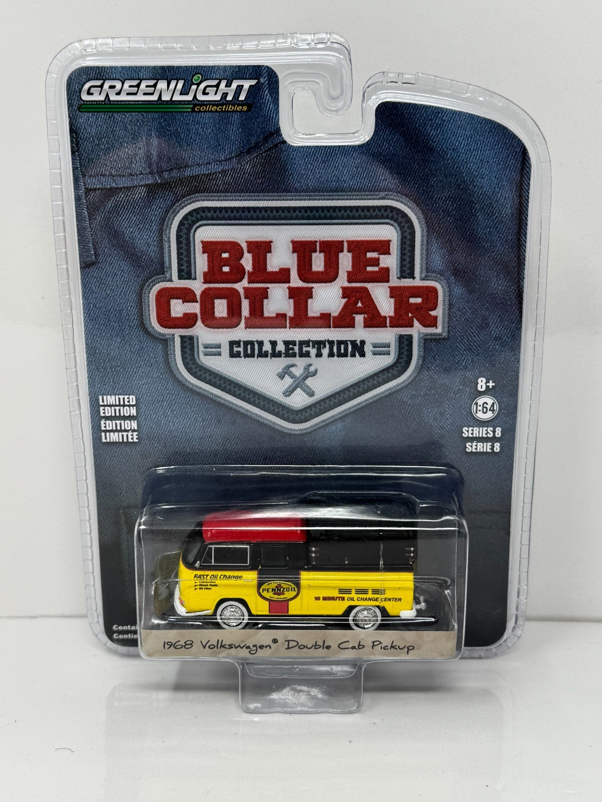 Greenlight Blue Collar 1968 Volkswagen Double Cab Pickup Pennzoil 1:64 Diecast