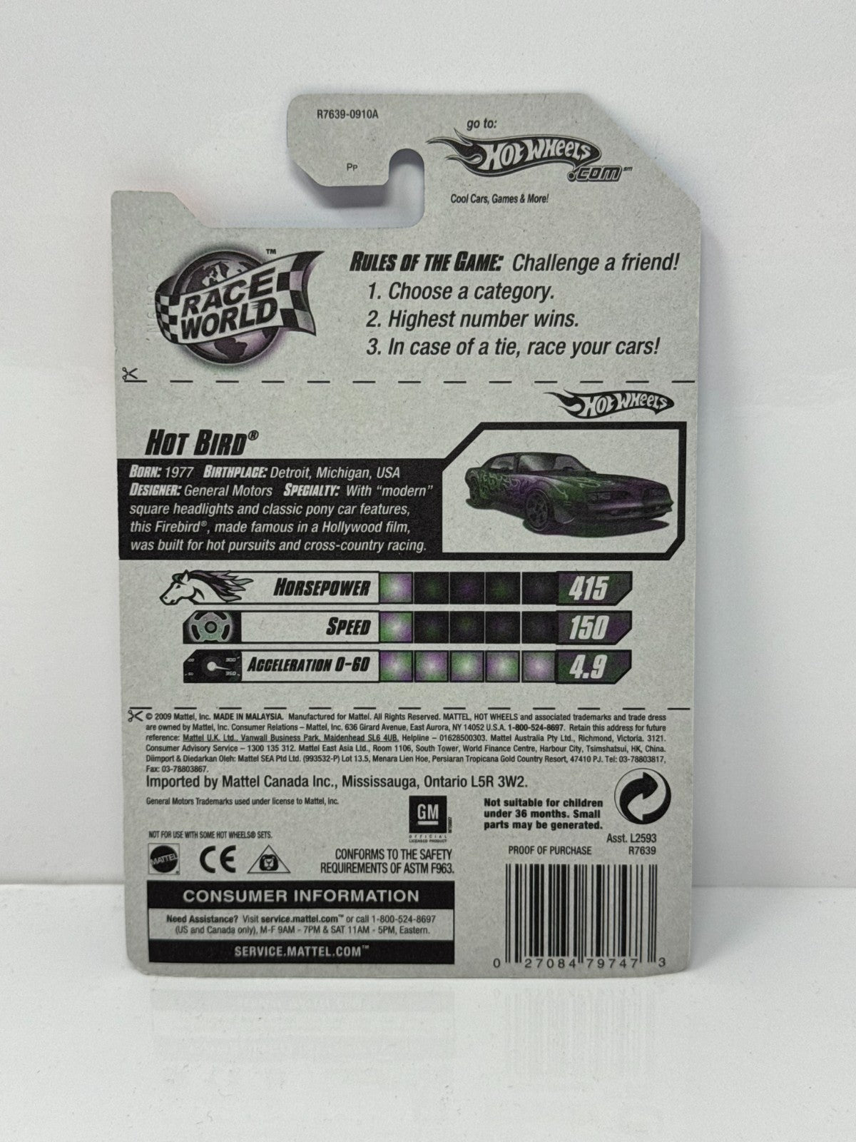 Hot Wheels Race World Hot Bird 1:64 Diecast Factory Sealed