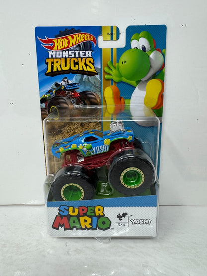 2022 Super Mario Hot Wheels Monster Trucks Mario LUIGI Bowser Yoshi COMPLETE SET