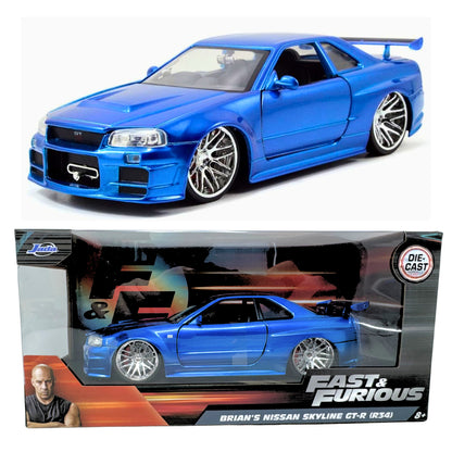 Jada Fast & Furious Brian's Nissan Skyline GT-R (R34) 1:24 Diecast Blue
