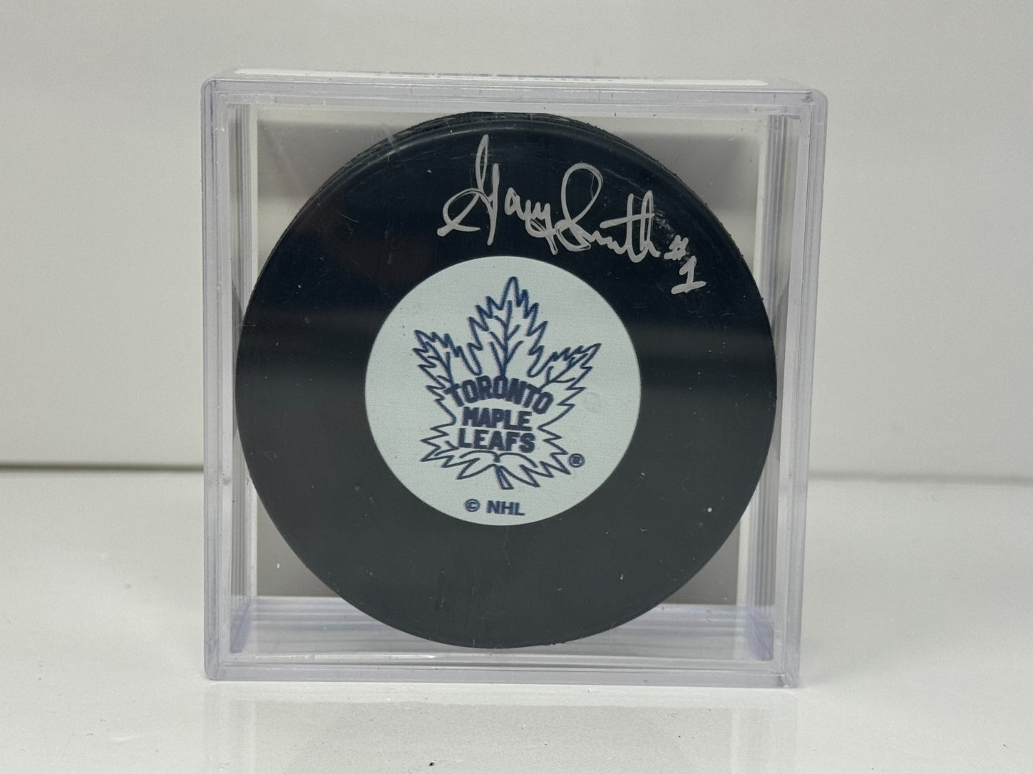 Gary Smith Toronto Maple Leafs Signed NHL Autograph Puck Silver Auto