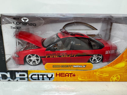 Jada Dub City 1996 Chevy Impala Fire Dept. 1:24 Diecast Lorenzo Wheels 22 Inch