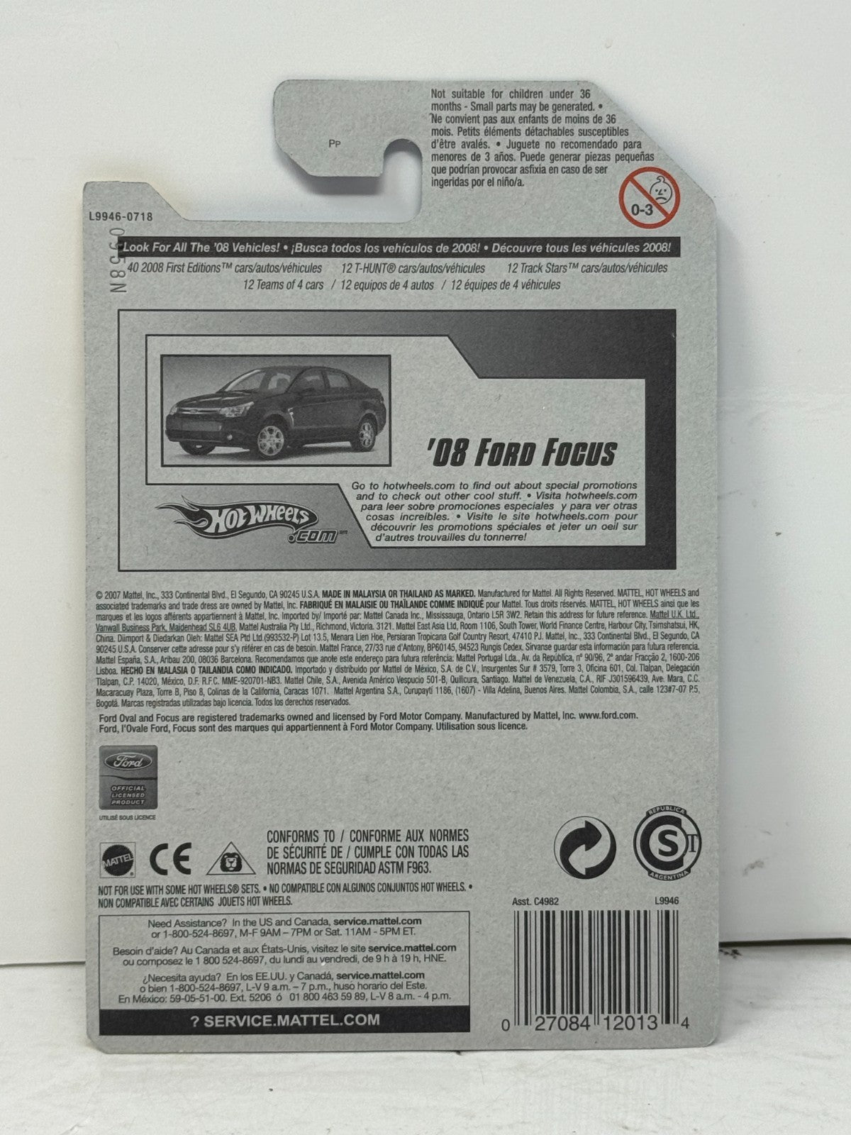 Hot Wheels First Editions 2008 Ford Focus 1:64 Diecast Yellow