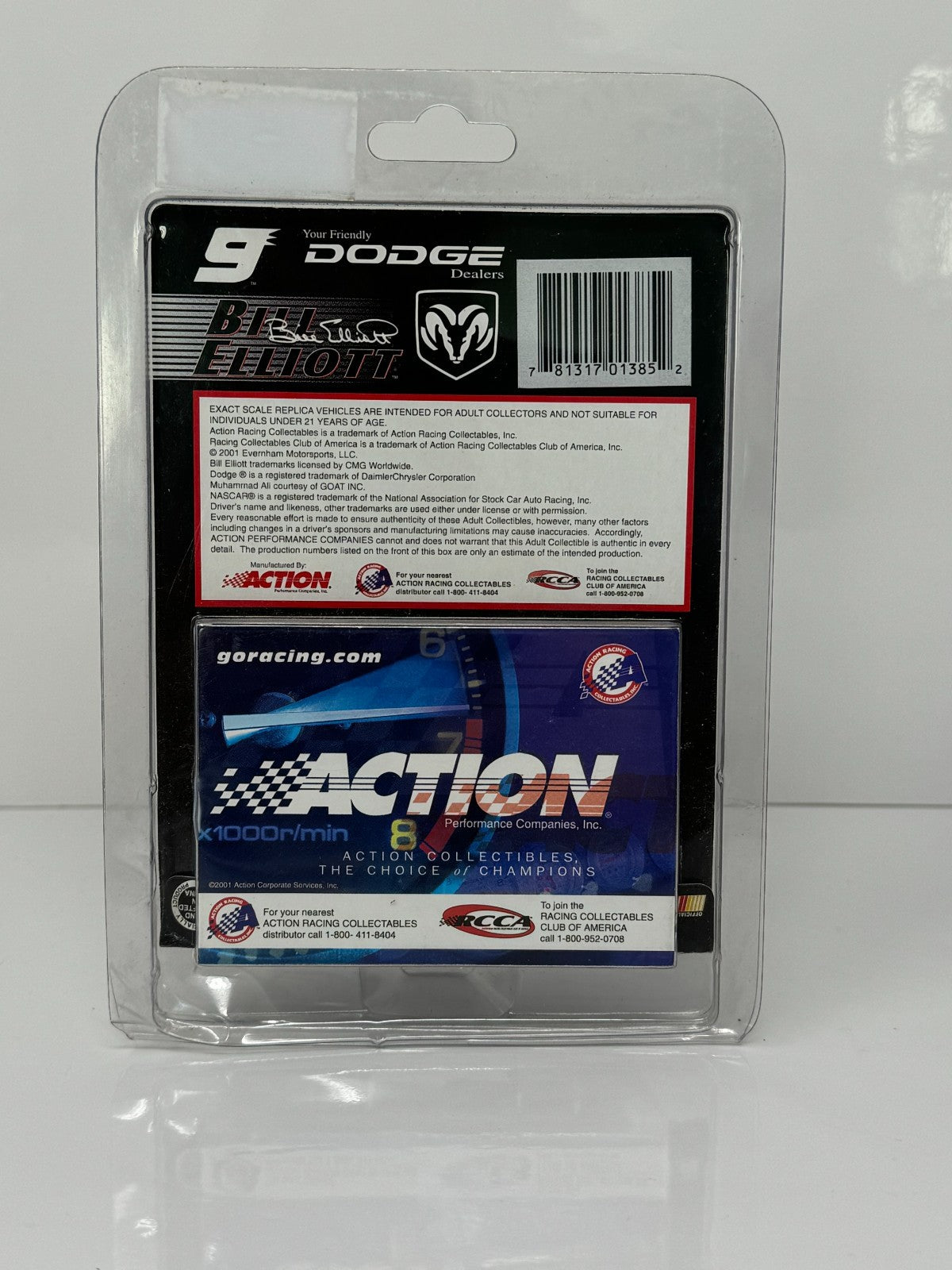 Action Nascar #9 Bill Elliott Dodge Muhammad Ali 2001 Intrepid R/T 1:64 Diecast