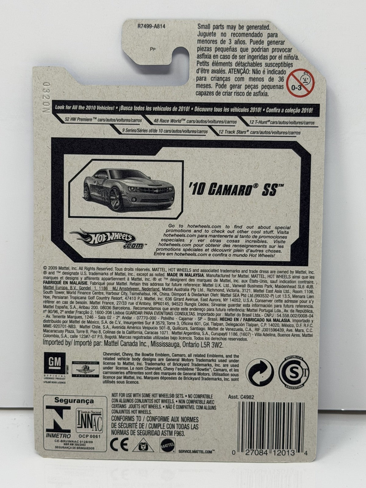 Hot Wheels HW Garage 2010 Chevrolet Camaro SS 1:64 Diecast Silver Indy 500