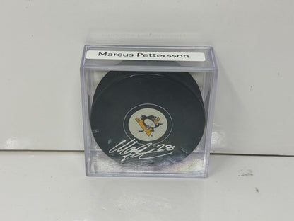 Marcus Pettersson Pittsburgh Penguins Signed NHL Autograph Puck Silver Auto