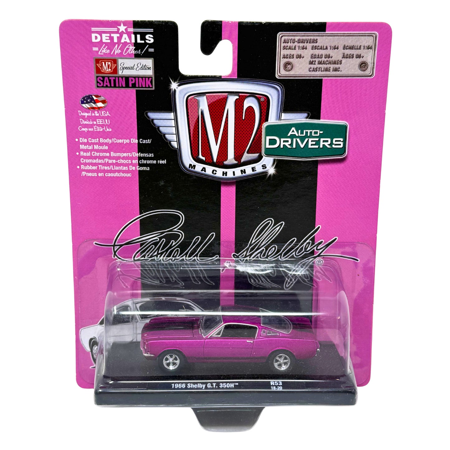 M2 Machines 1966 Shelby G.T. 350H Satin Pink Special Edition 1:64 Diecast