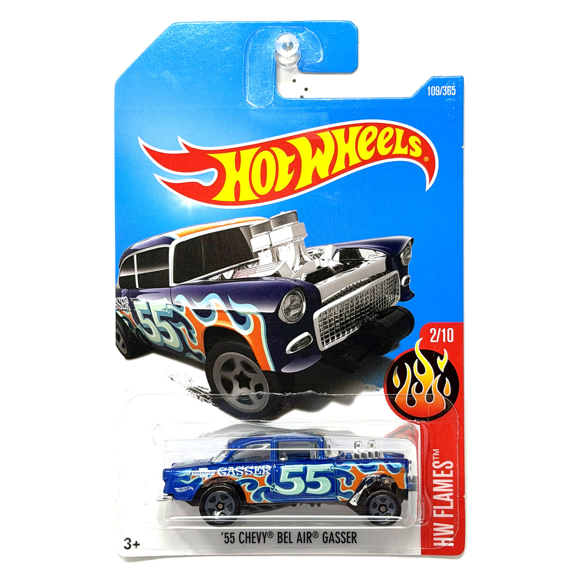 Hot Wheels HW Flames 1955 Chevy Bel Air Gasser Blue 1:64 Diecast
