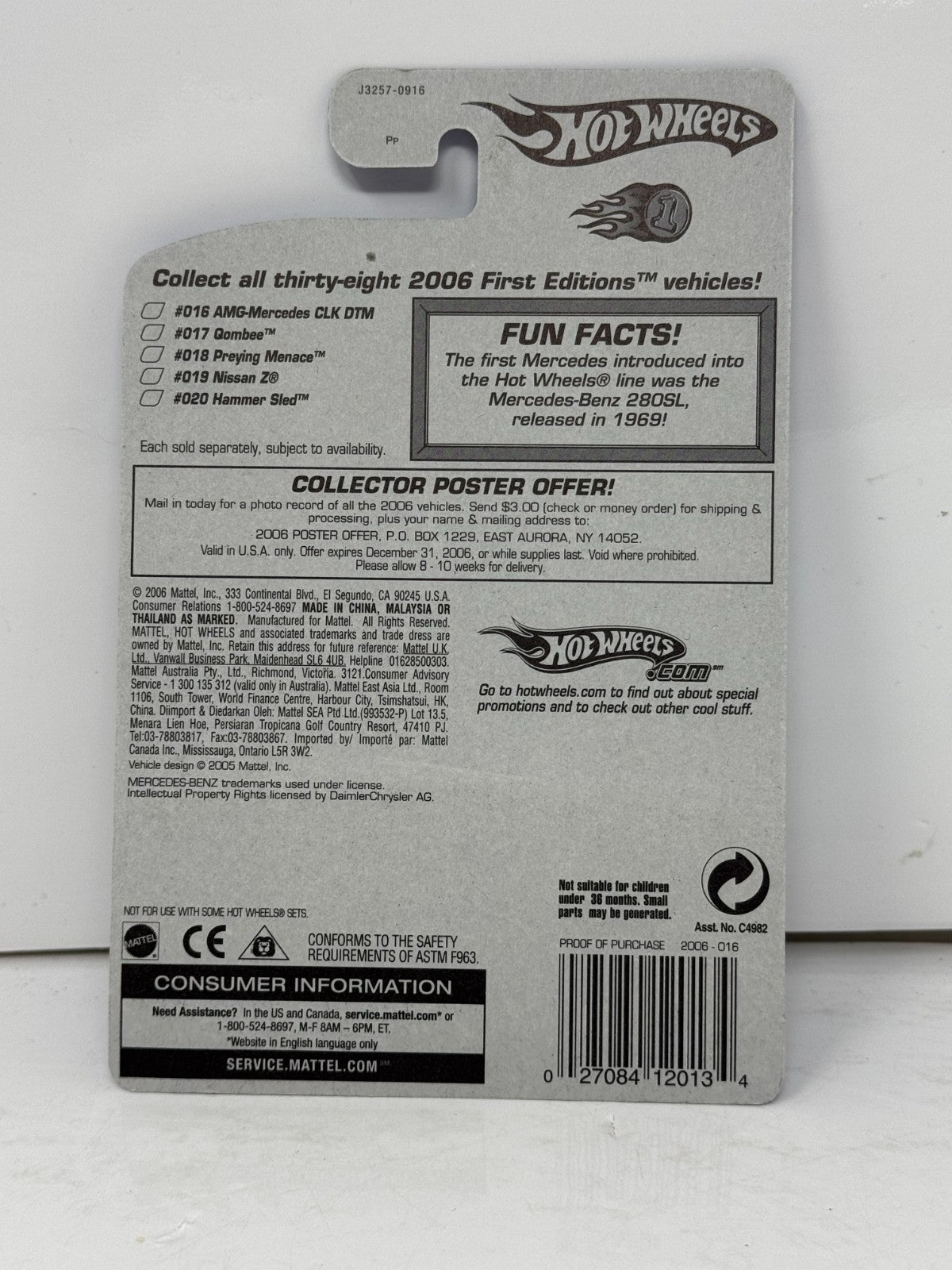 Hot Wheels 2006 AMG Mercedes CLK DTM 1:64 Diecast Silver Factory Sealed
