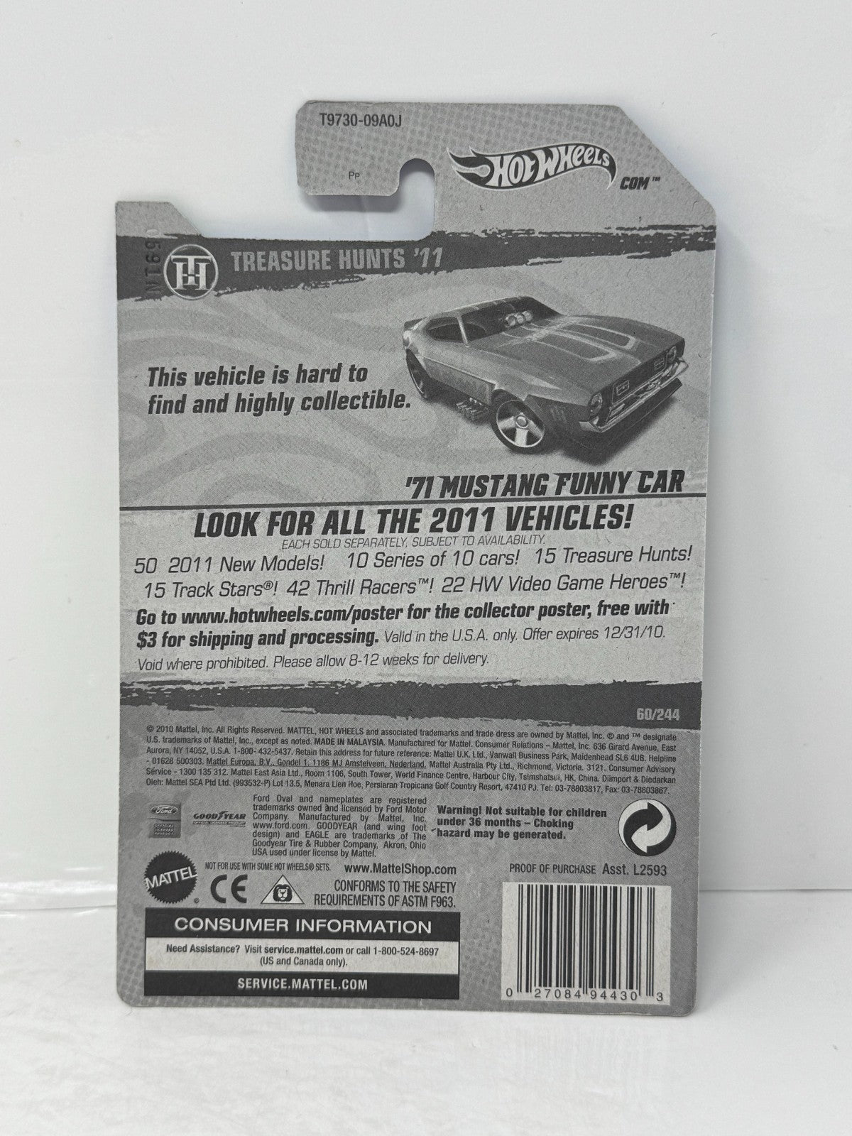 Hot Wheels Treasure Hunt 1971 Ford Mustang Funny Car 1:64 Diecast