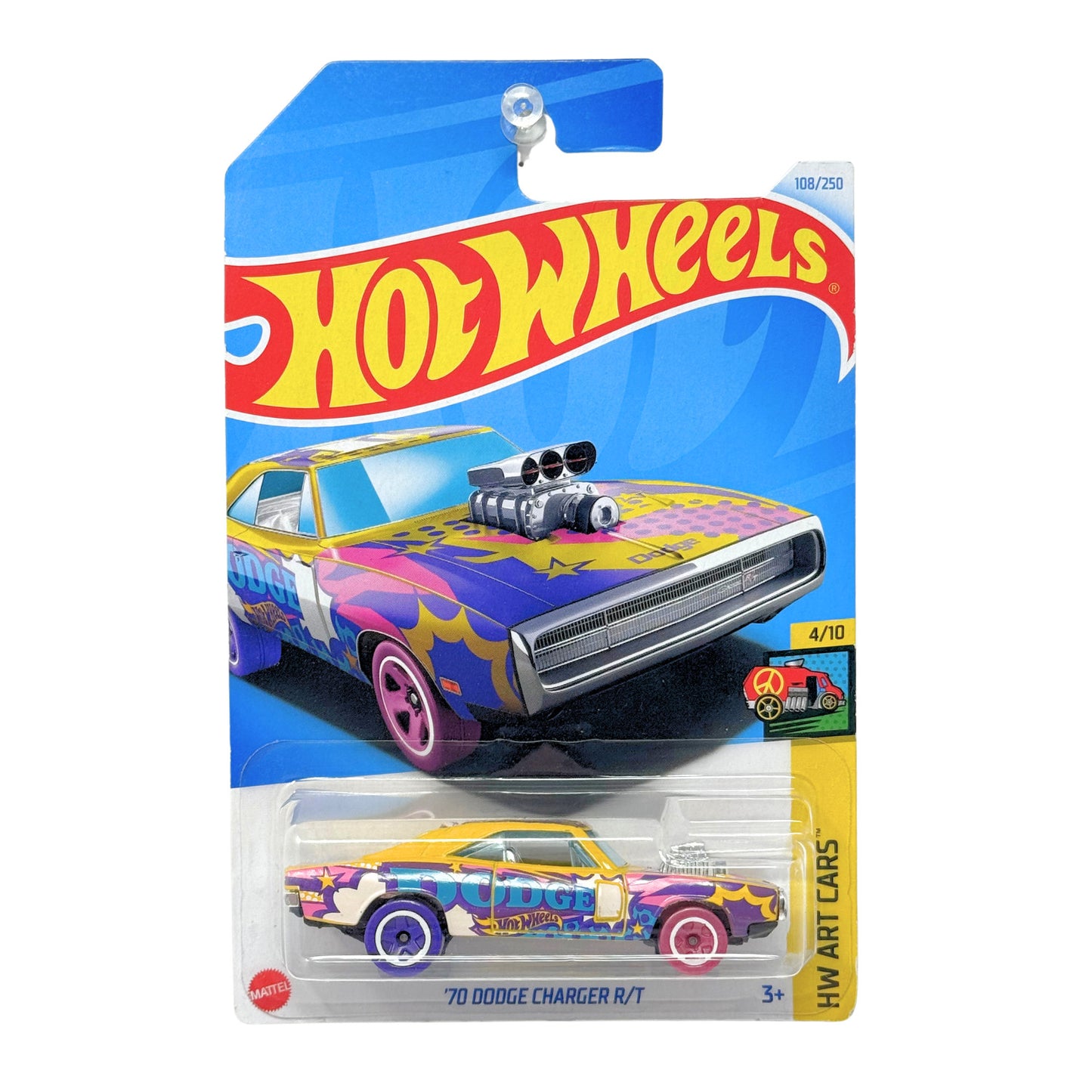 Hot Wheels Art Cars 1970 Dodge Charger RT 1:64 Diecast Purple Pink