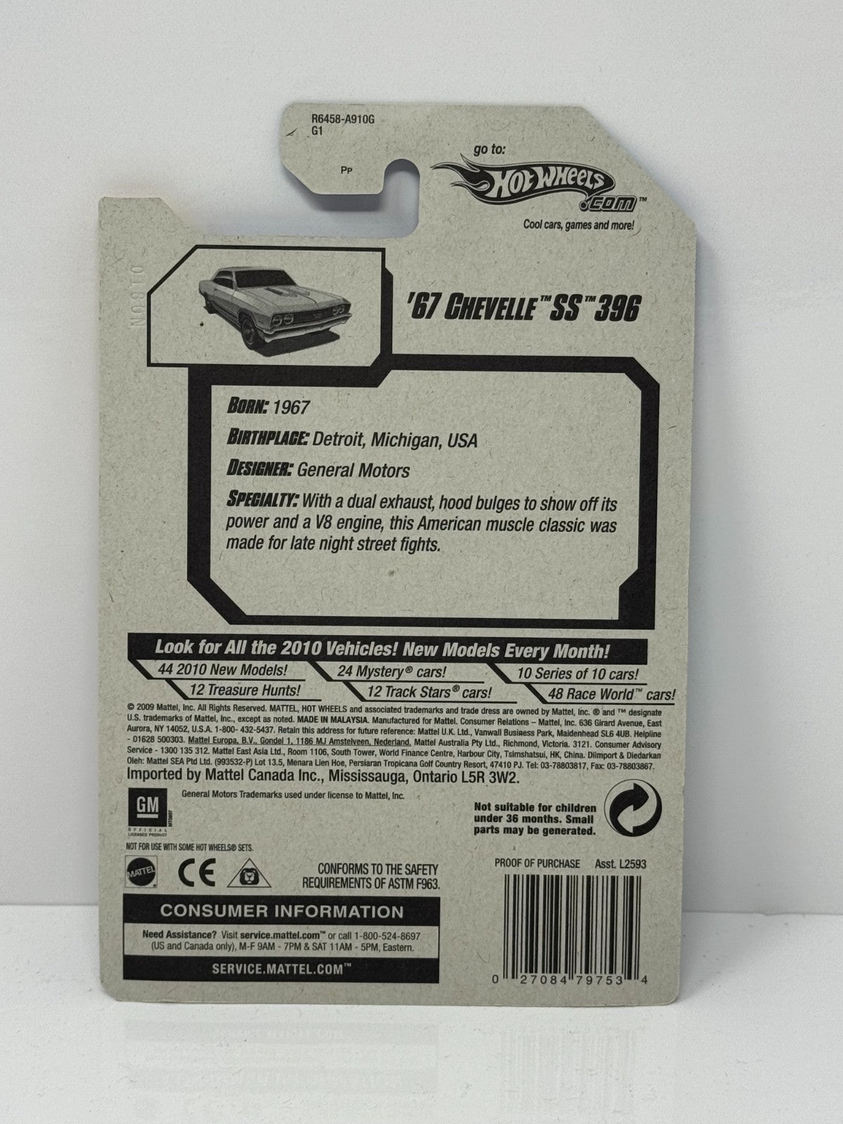 Hot Wheels '10 New Models 1967 Chevy Chevelle SS 396 1:64 Diecast Factory Sealed