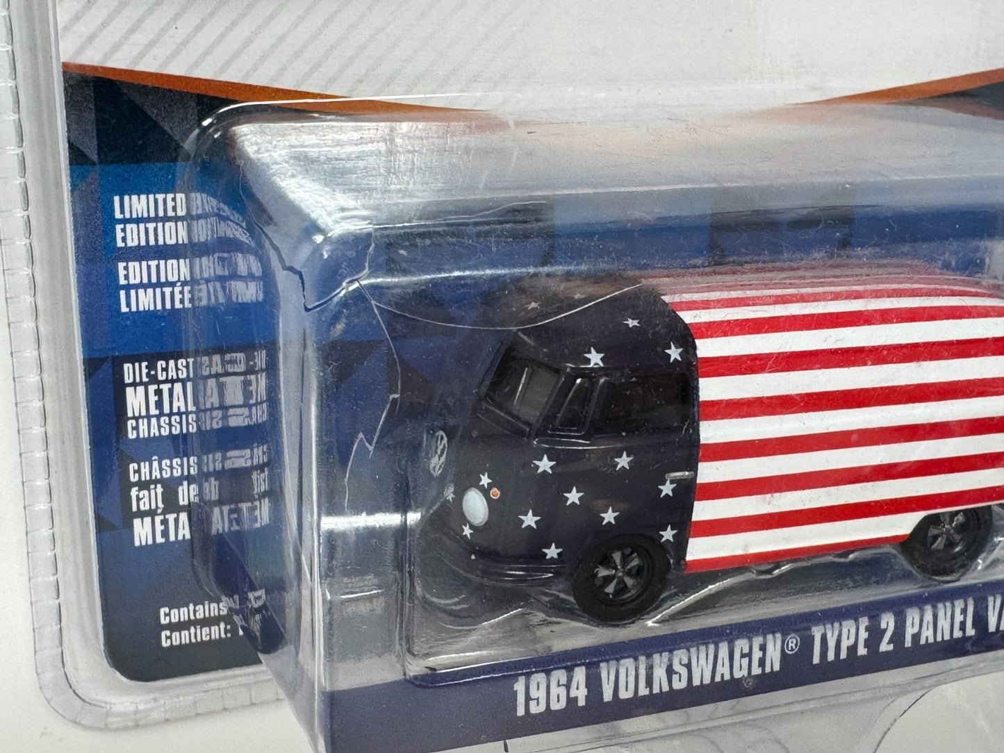 Greenlight Club V-Dub 1964 Volkswagen Type 2 Panel Van USA Flag 1:64 Diecast
