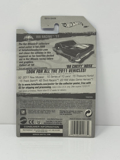 Hot Wheels HW Racing ’11 1966 Chevy Nova 1:64 Diecast Factory Sealed