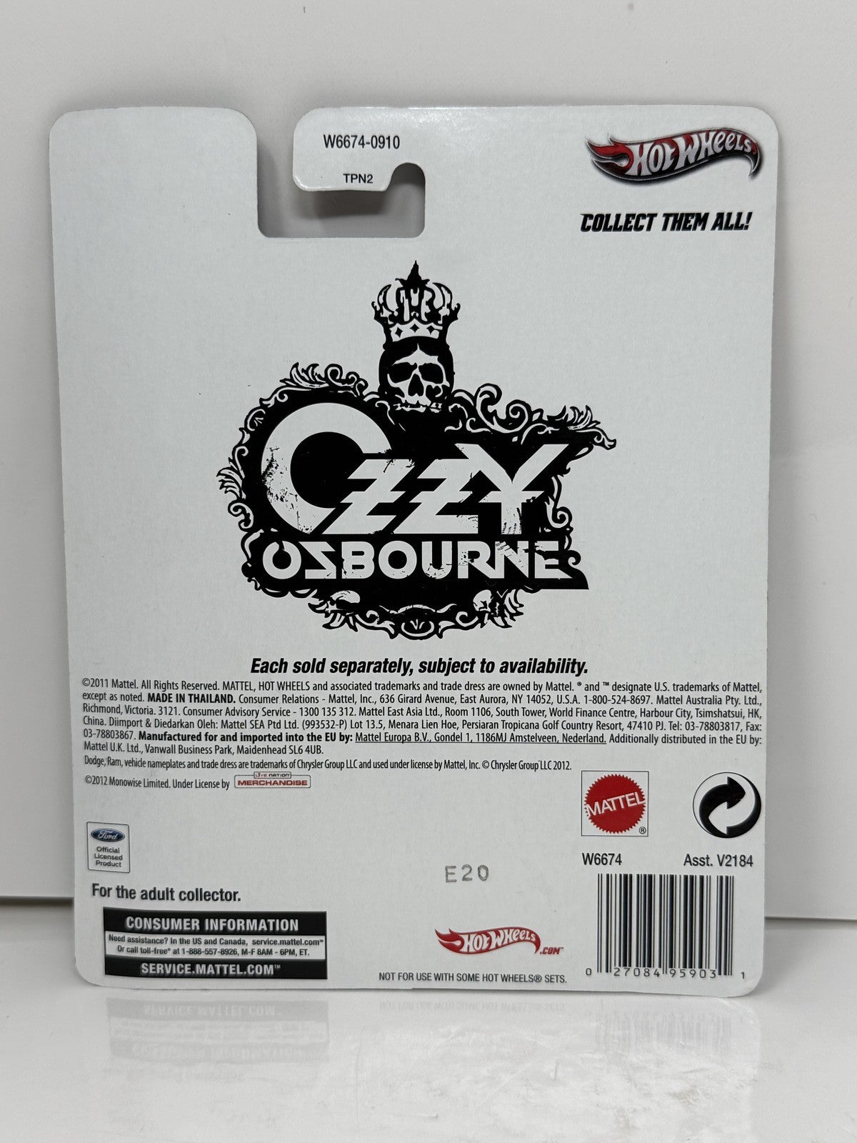 Hot Wheels Ozzy Osbourne Blizzard of Ozz Anglia Panel Truck 1:64 Diecast RRs