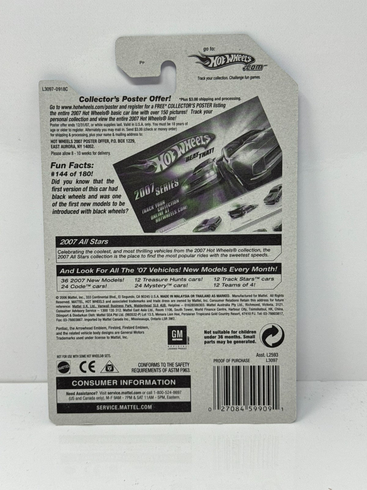 Hot Wheels All Stars 1970 Pontiac Firebird 1:64 Diecast Factory Sealed