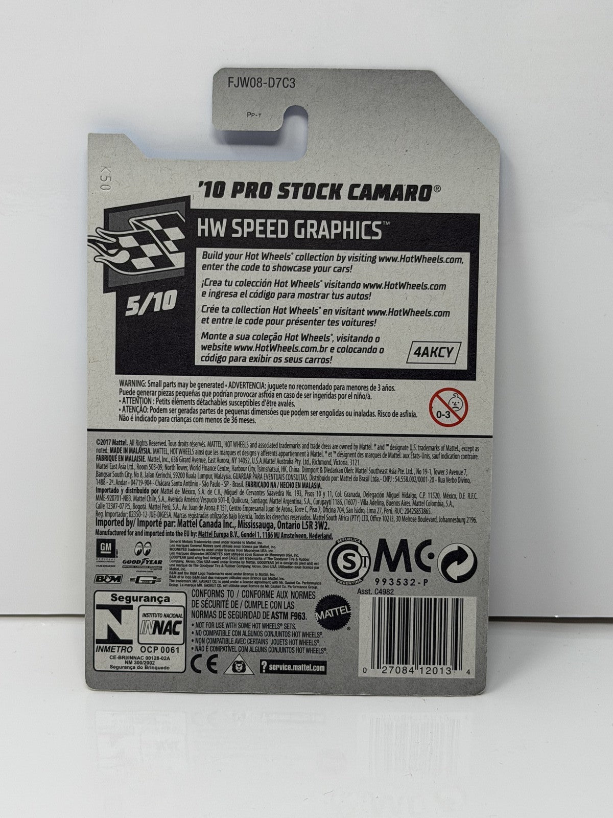 Hot Wheels Speed Graphics 2010 Chevy Pro Stock Camaro 1:64 Diecast Moon Eyes V4