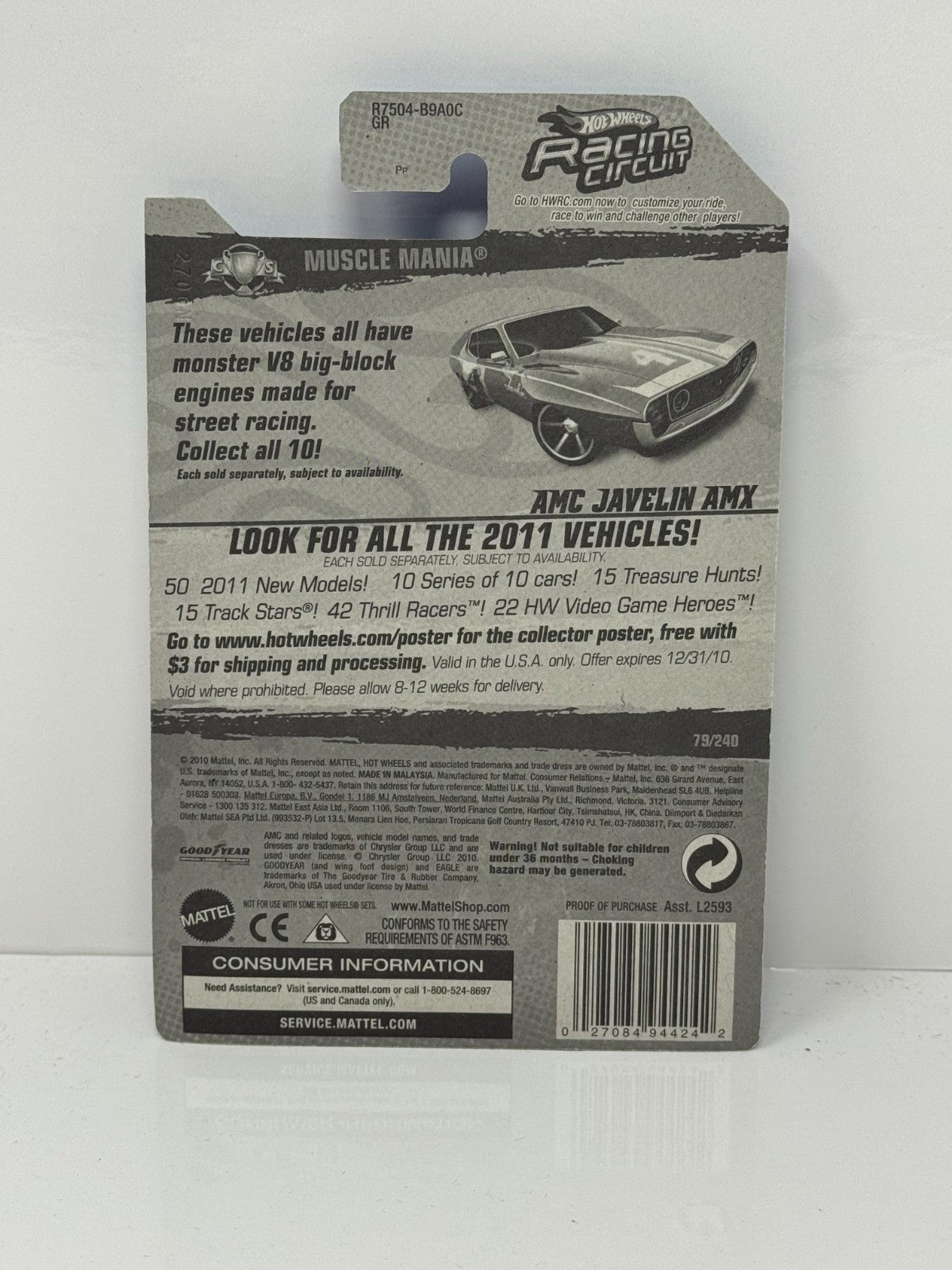 Hot Wheels Muscle Mania AMC Javelin AMX 1:64 Diecast Factory Sealed