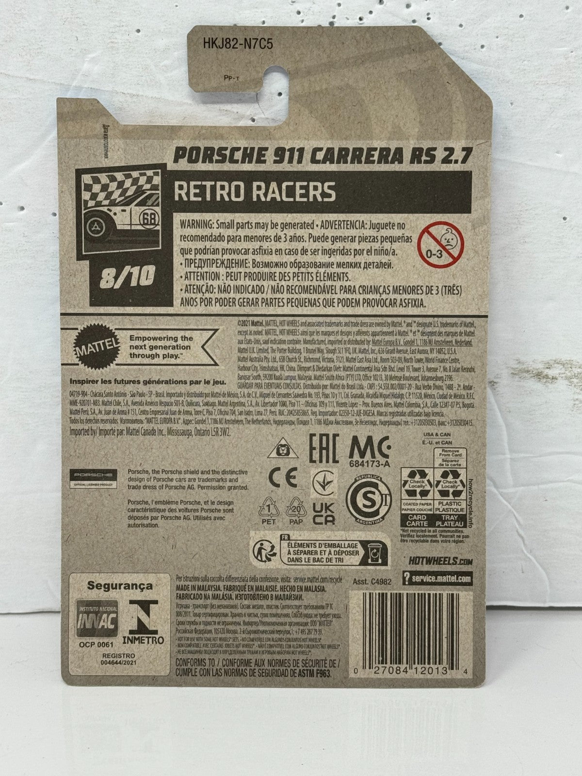 Hot Wheels Retro Racers Porsche 911 Carerra RS 2.7 1:64 Diecast