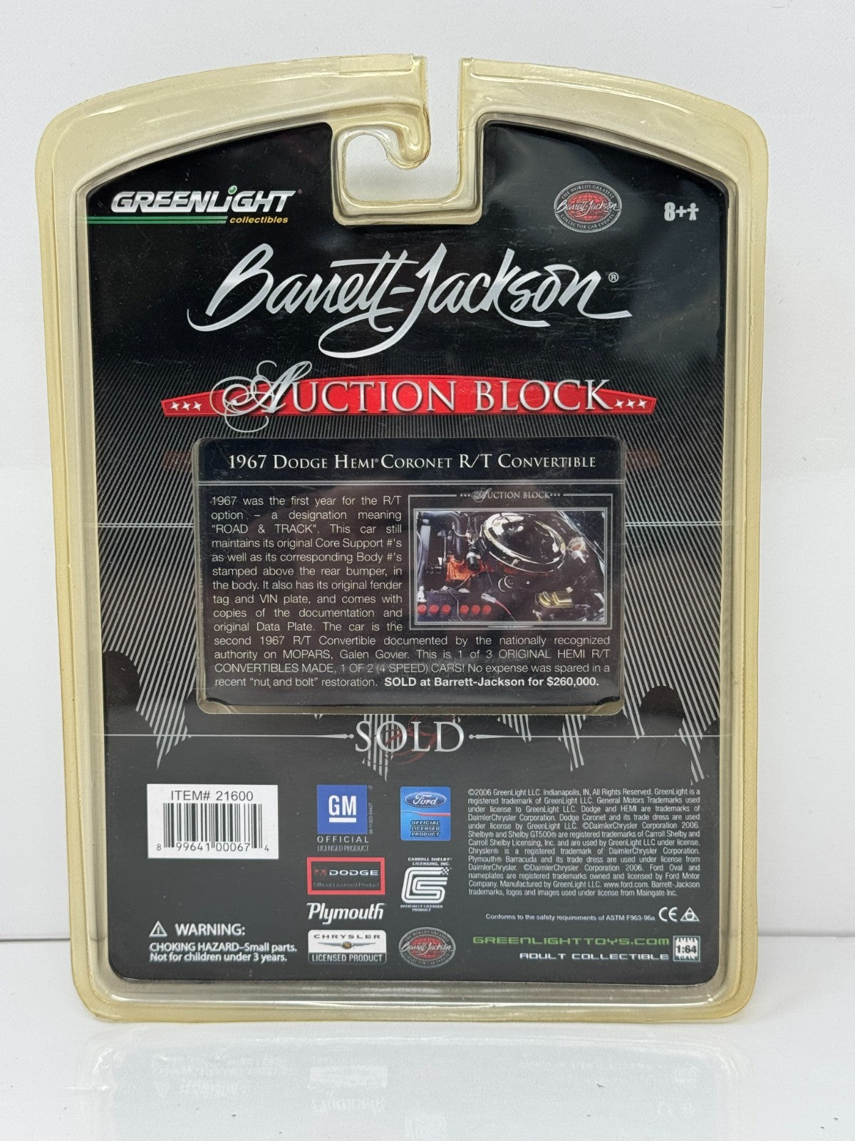 Greenlight Barrett-Jackson 1967 Dodge Hemi Coronet R/T Convertible 1:64 Diecast