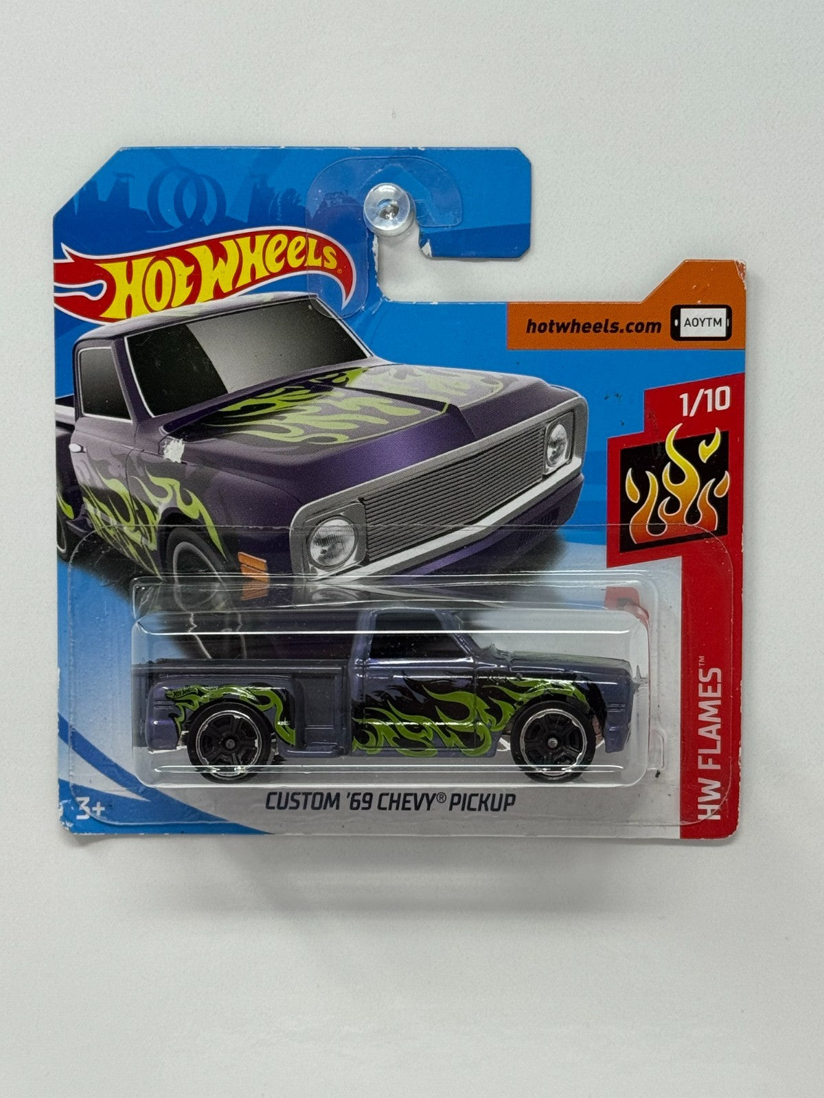 Hot Wheels HW Flames Custom 1969 Chevy Pickup 1:64 Diecast Short Card