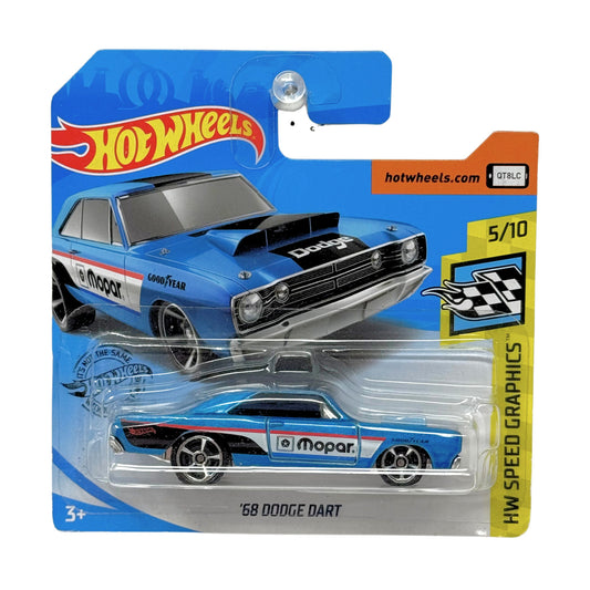 Hot Wheels Speed Graphics 1968 Dodge Dart 1:64 Diecast Short Card Blue