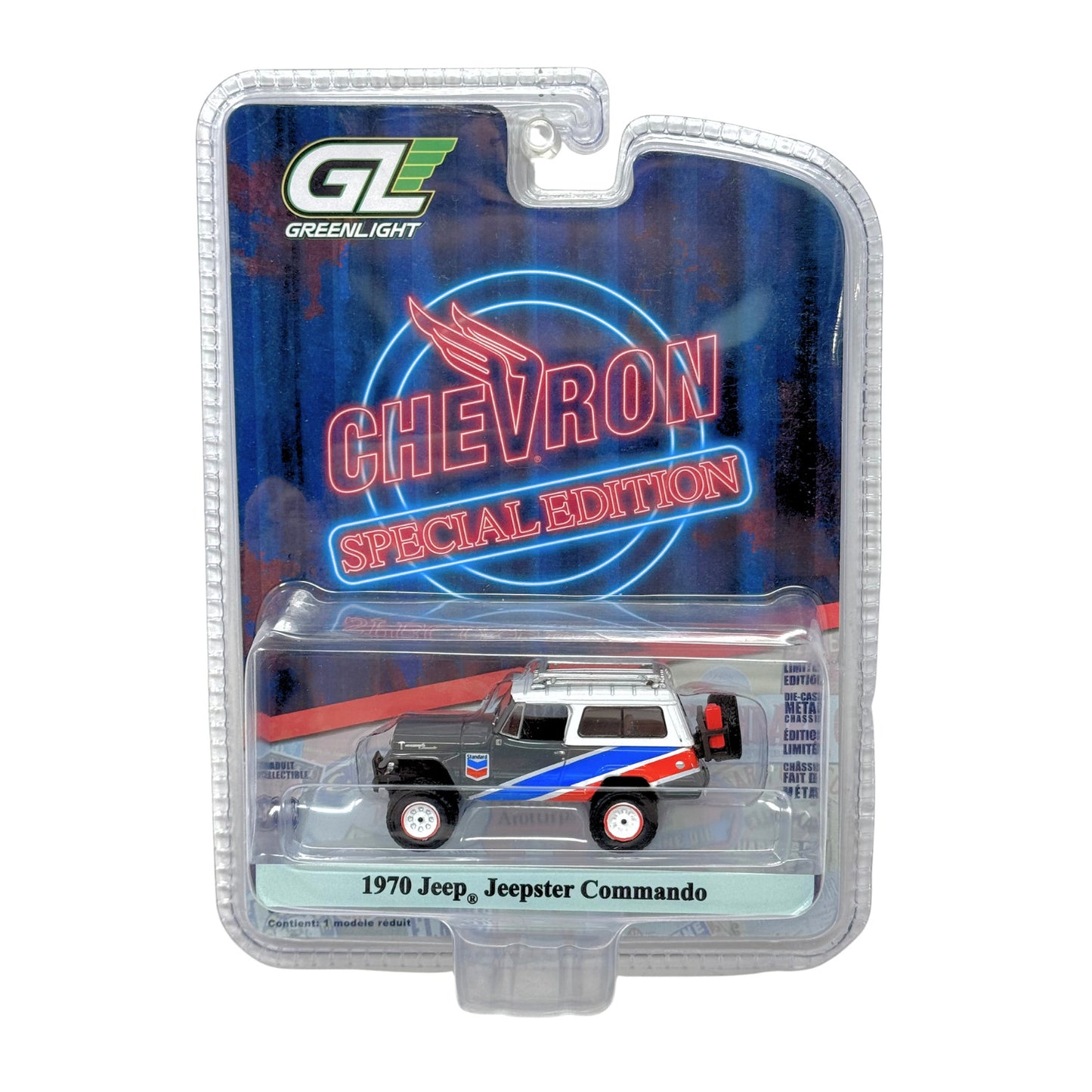 Greenlight Chevron Special Edition 1970 Jeep Jeepster Commando 1:64 Diecast