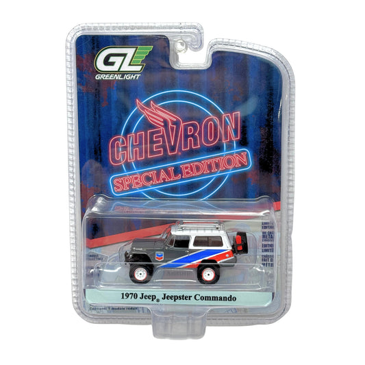 Greenlight Chevron Special Edition 1970 Jeep Jeepster Commando 1:64 Diecast