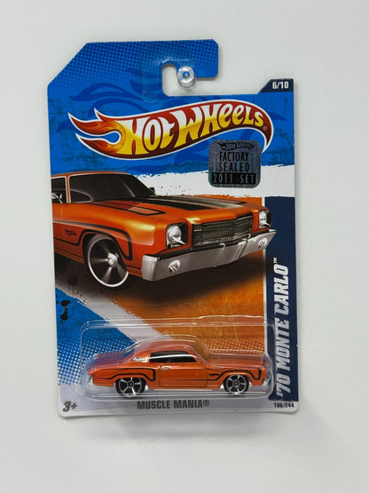 Hot Wheels Muscle Mania 1970 Monte Carlo 1:64 Diecast Factory Sealed Orange