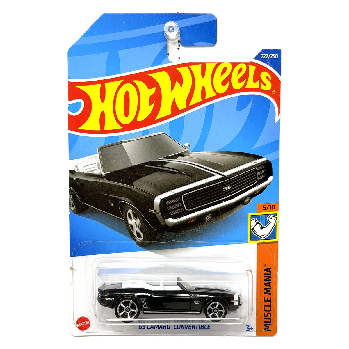 Hot Wheels Muscle Mania 1969 Chevrolet Camaro Convertible 1:64 Diecast Black