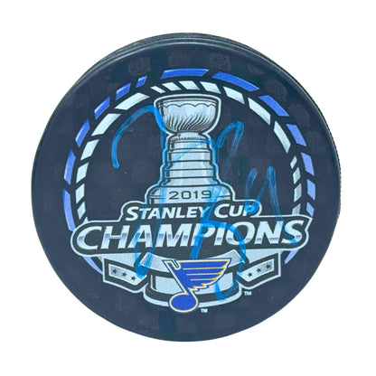 Jake Allen St. Louis Blues Stanley Cup Champ Signed NHL Autograph Puck Blue Auto