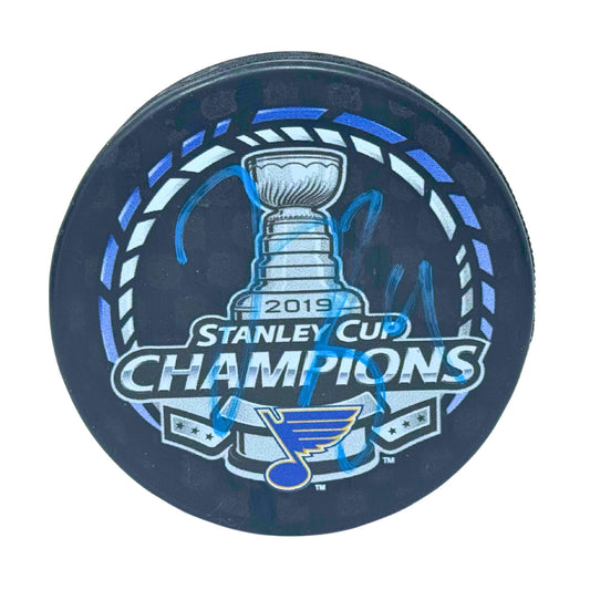 Jake Allen St. Louis Blues Stanley Cup Champ Signed NHL Autograph Puck Blue Auto